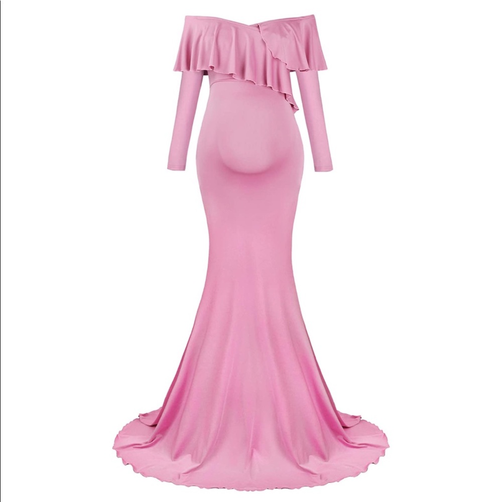 Cold shoulder mauve maternity dress